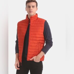 Gap Men’s Orange Windproof Water Resistant Puffer Vest, Size Medium - NWOT